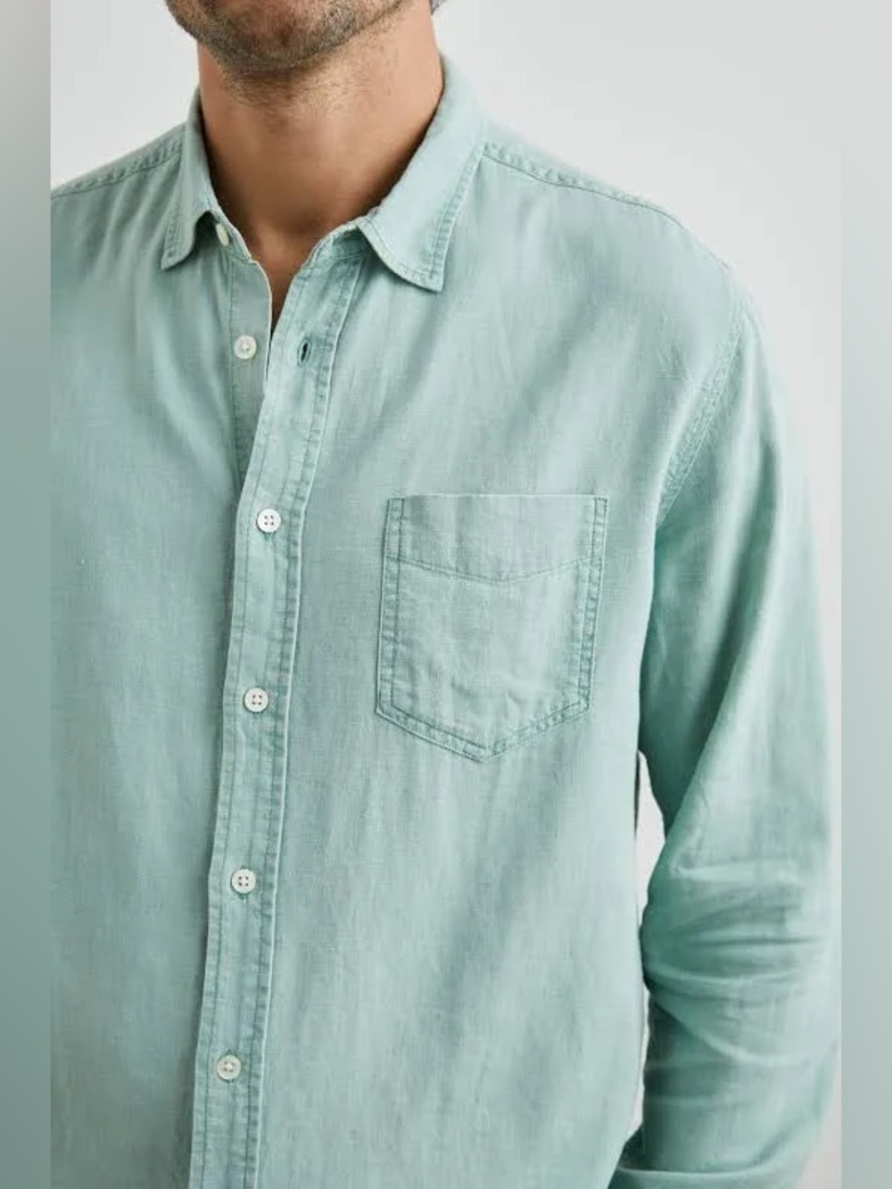 Rails Men Mykonos Jade Linen Button Down Shirt XL